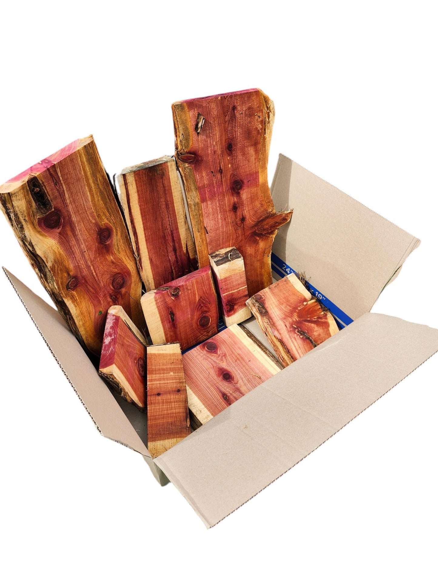 Aromatic Eastern Red Cedar Live Edge Assortment Box 20 lbs - Great for gift makers!