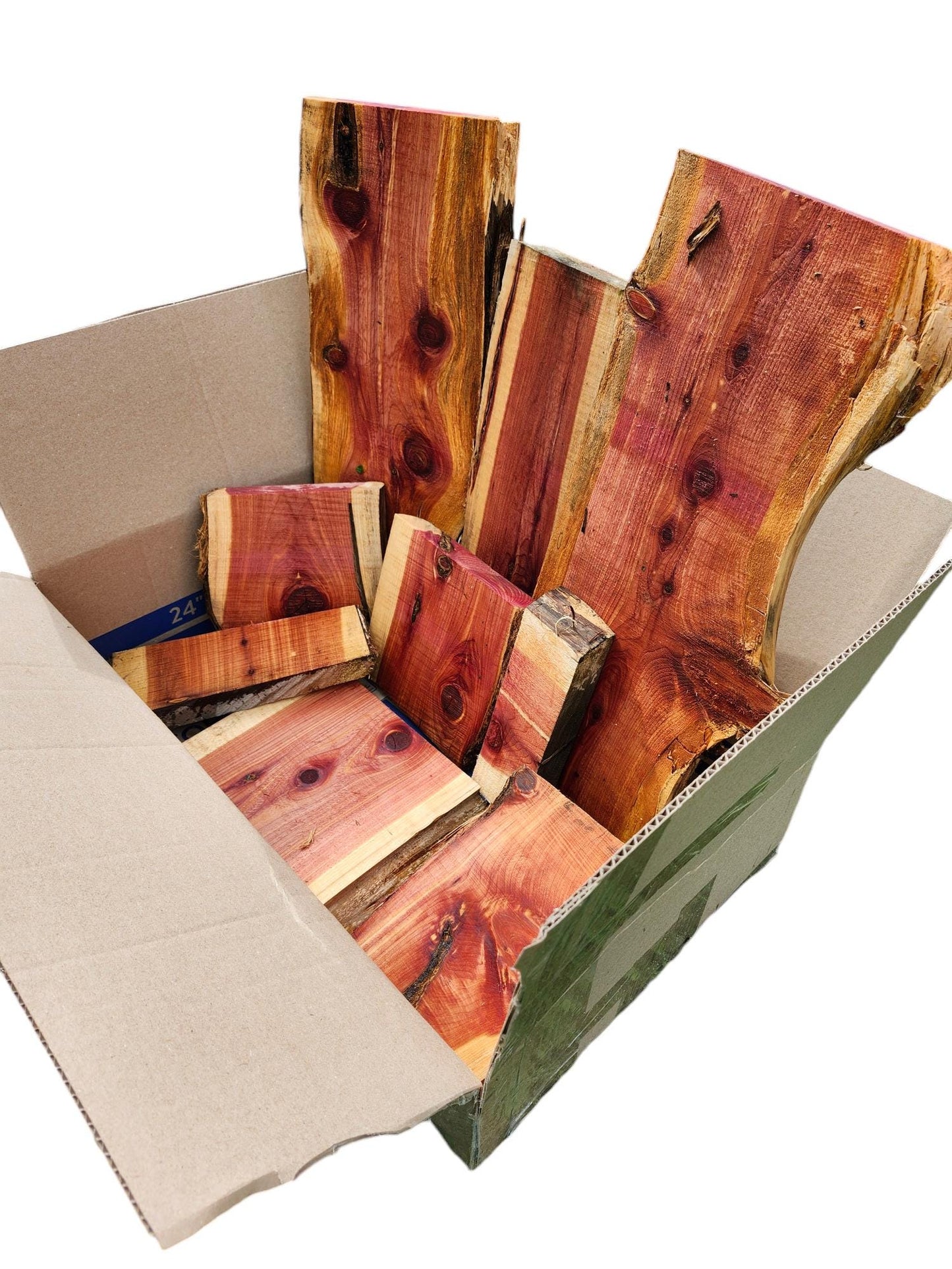 Aromatic Eastern Red Cedar Live Edge Assortment Box 20 lbs - Great for gift makers!