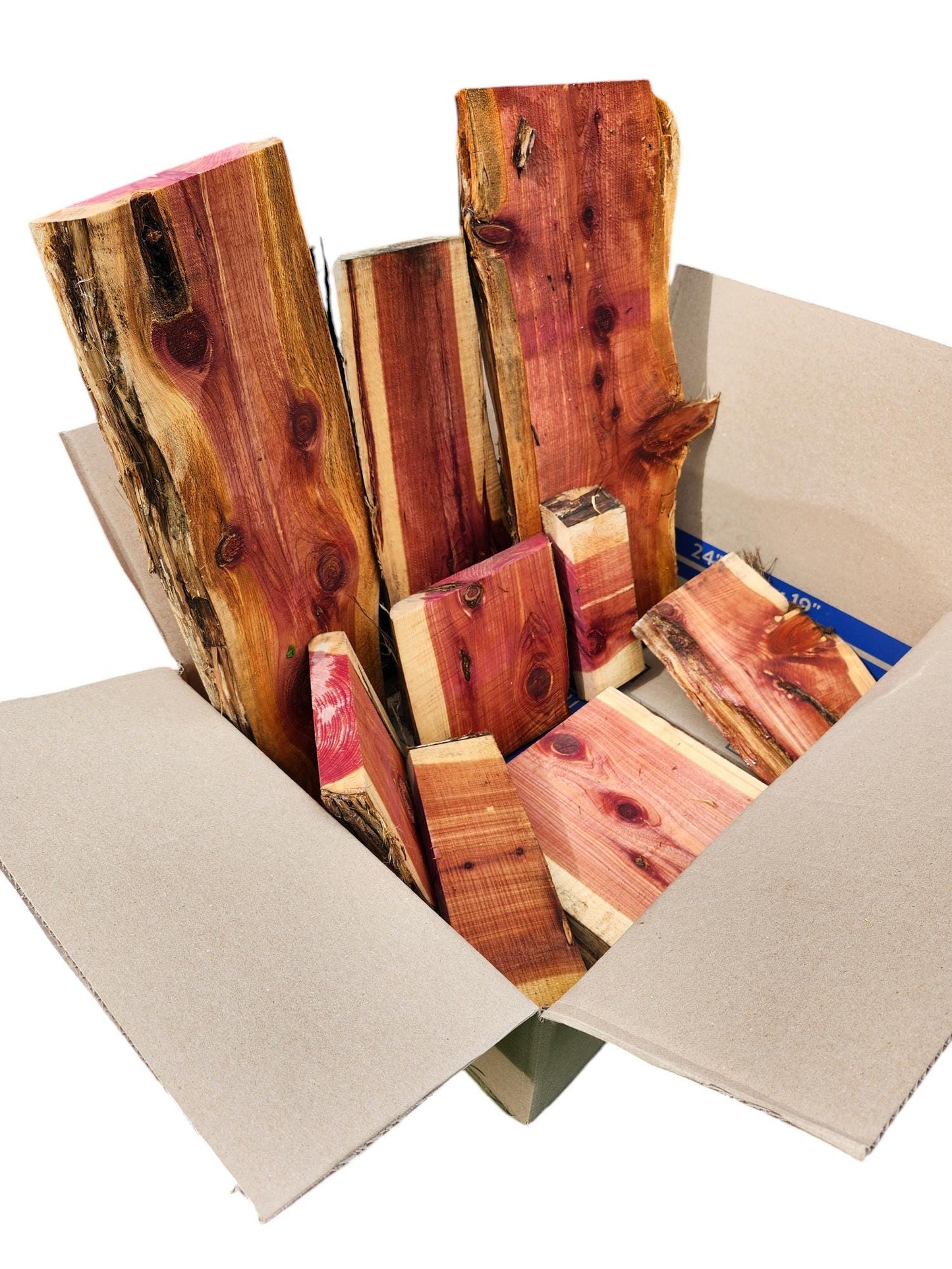 Aromatic Eastern Red Cedar Live Edge Assortment Box 20 lbs - Great for gift makers!