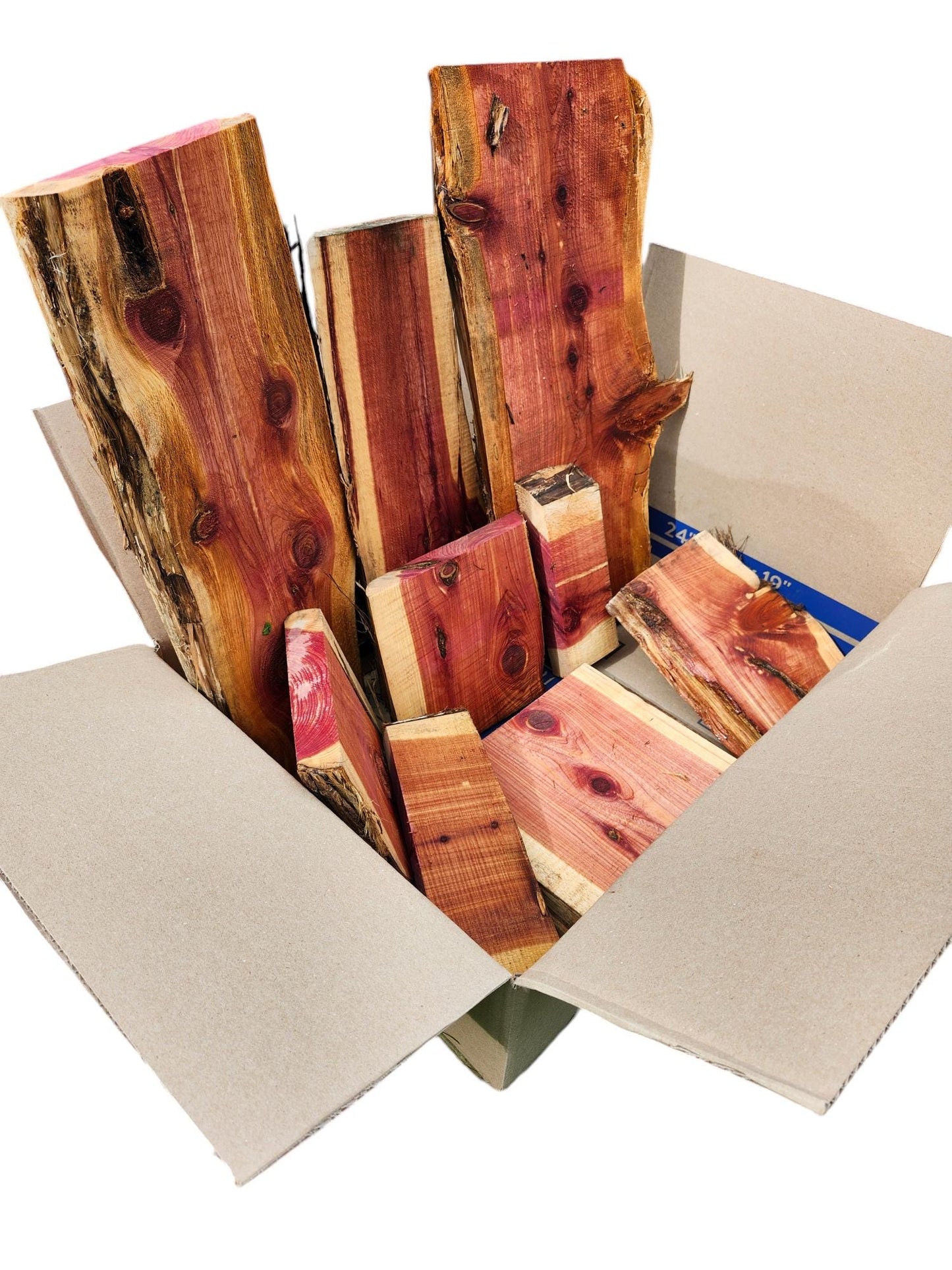 Aromatic Eastern Red Cedar Live Edge Assortment Box 20 lbs - Great for gift makers!