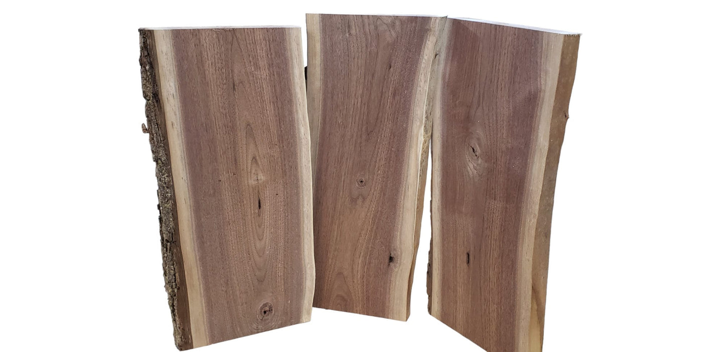 3 Pack Pre-Flattened Black Walnut Live Edge Slabs (#pk2)