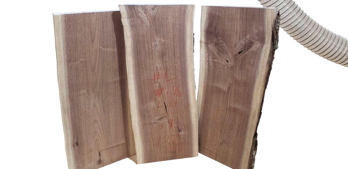 3 Pack Pre-Flattened Black Walnut Live Edge Slabs (#pk2)