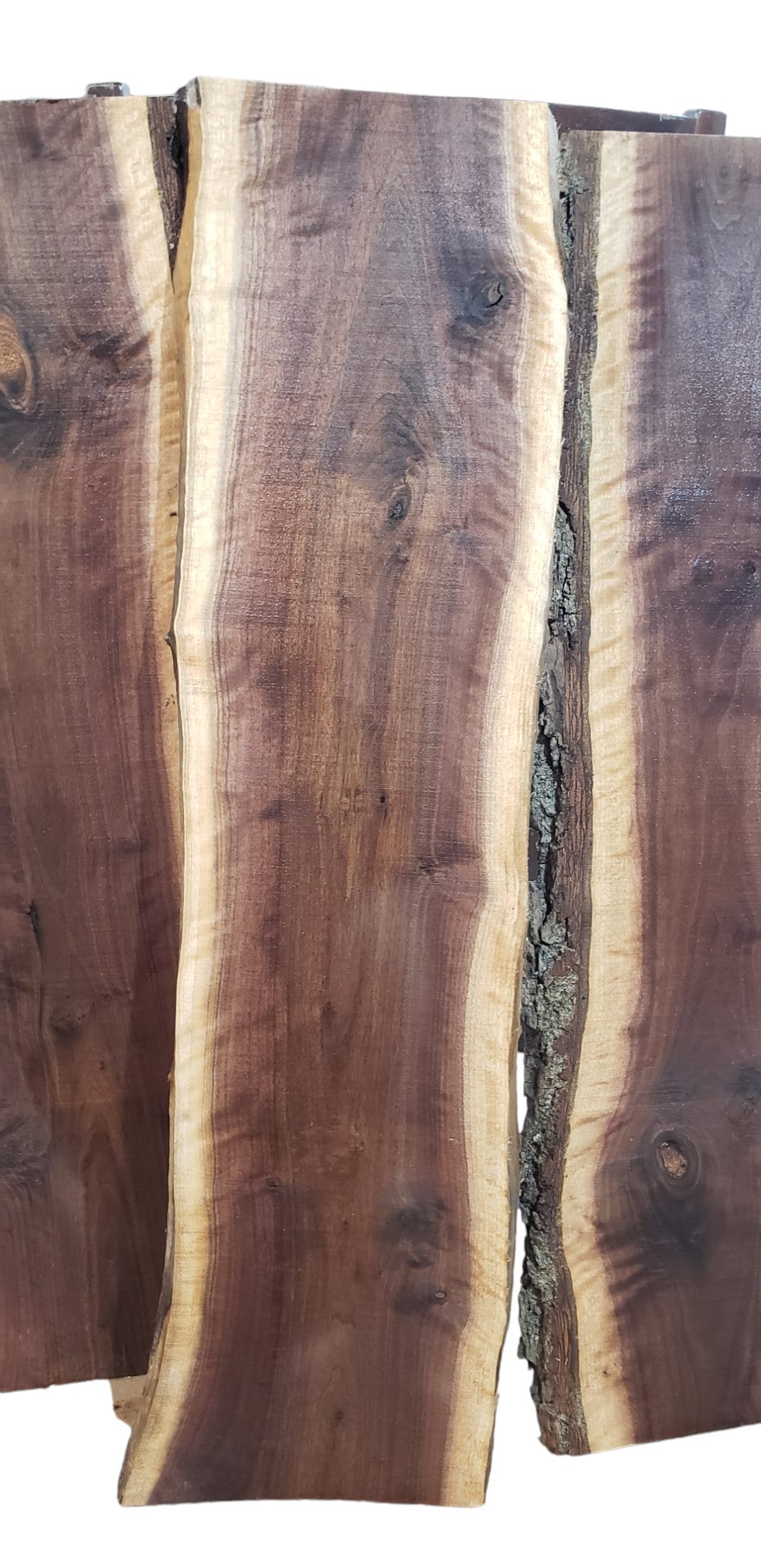 3ft Curly Black Walnut Live Edge Slabs 1 1/4" to 1 1/2" Thick **FREE SHIPPING**