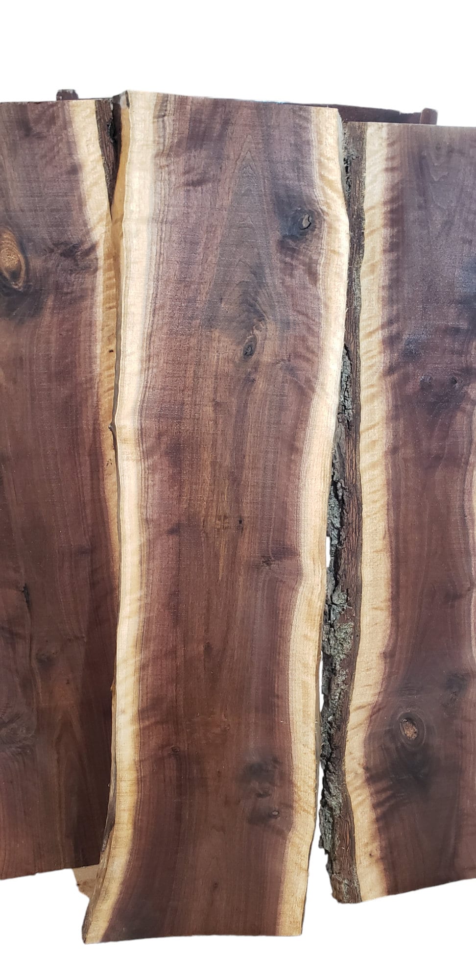 3ft Curly Black Walnut Live Edge Slabs 1 1/4" to 1 1/2" Thick **FREE SHIPPING**