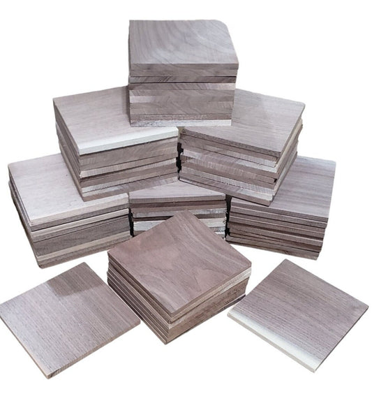 10 Piece - 1/4" Thick Walnut Craft Square Pack - Perfect coaster blanks and lasers engravers!